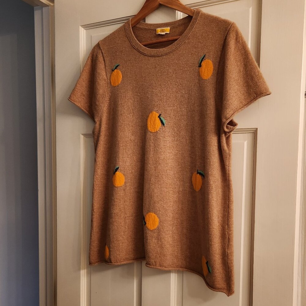 J. Crew 100% Cashmere Beige Orange Short Sleeve Cashmere Sweater - Size 2X